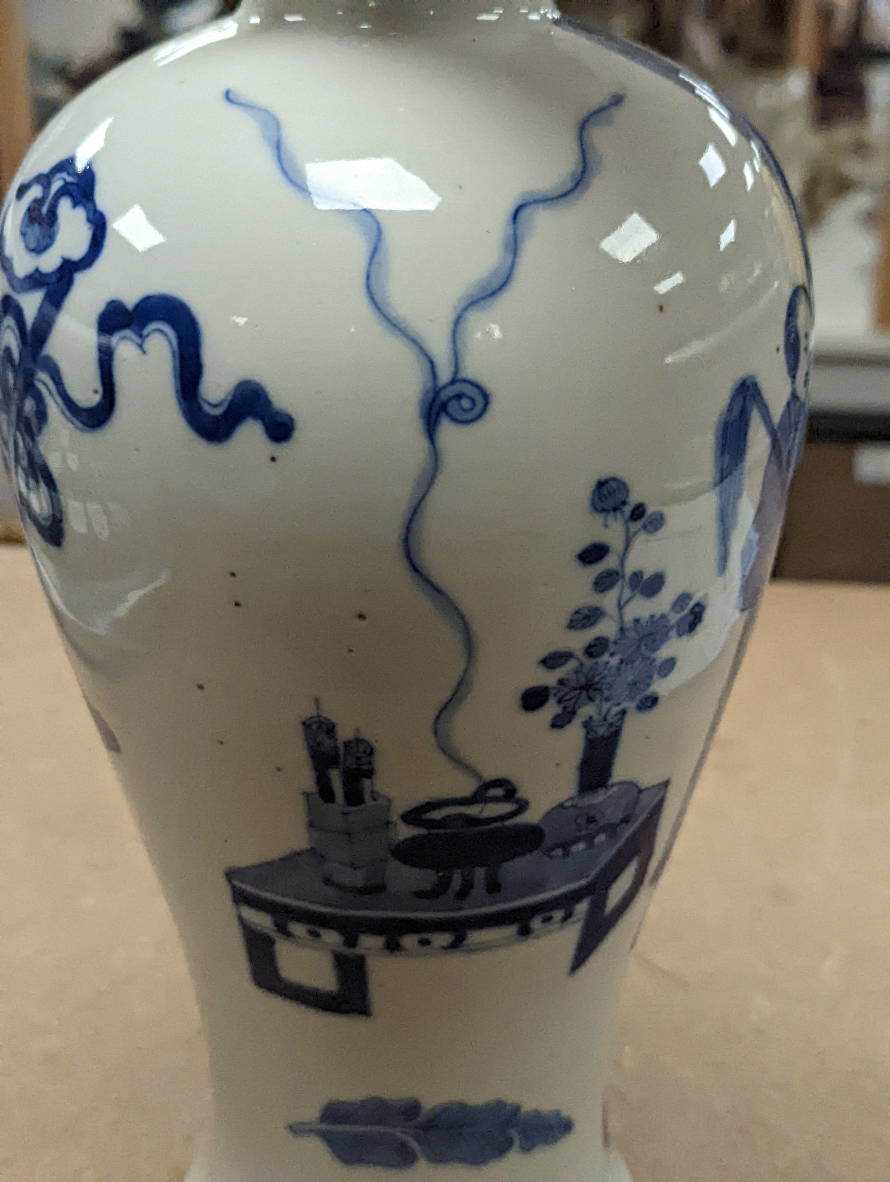 A Chinese underglaze blue baluster vase, 30 cms high.